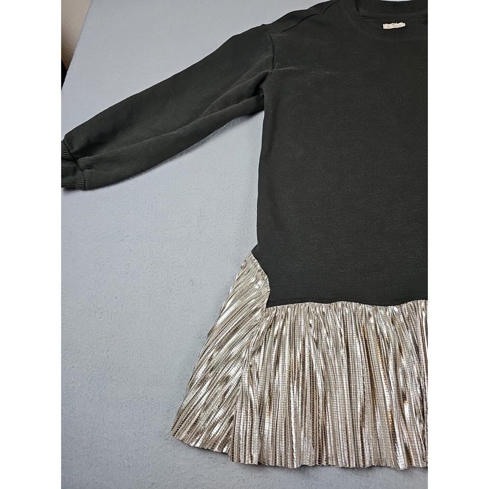 Pilcro Anthropologie Women's XXS Metallic Twofer Tunic Blouse Silver Black - Picture 3 of 12